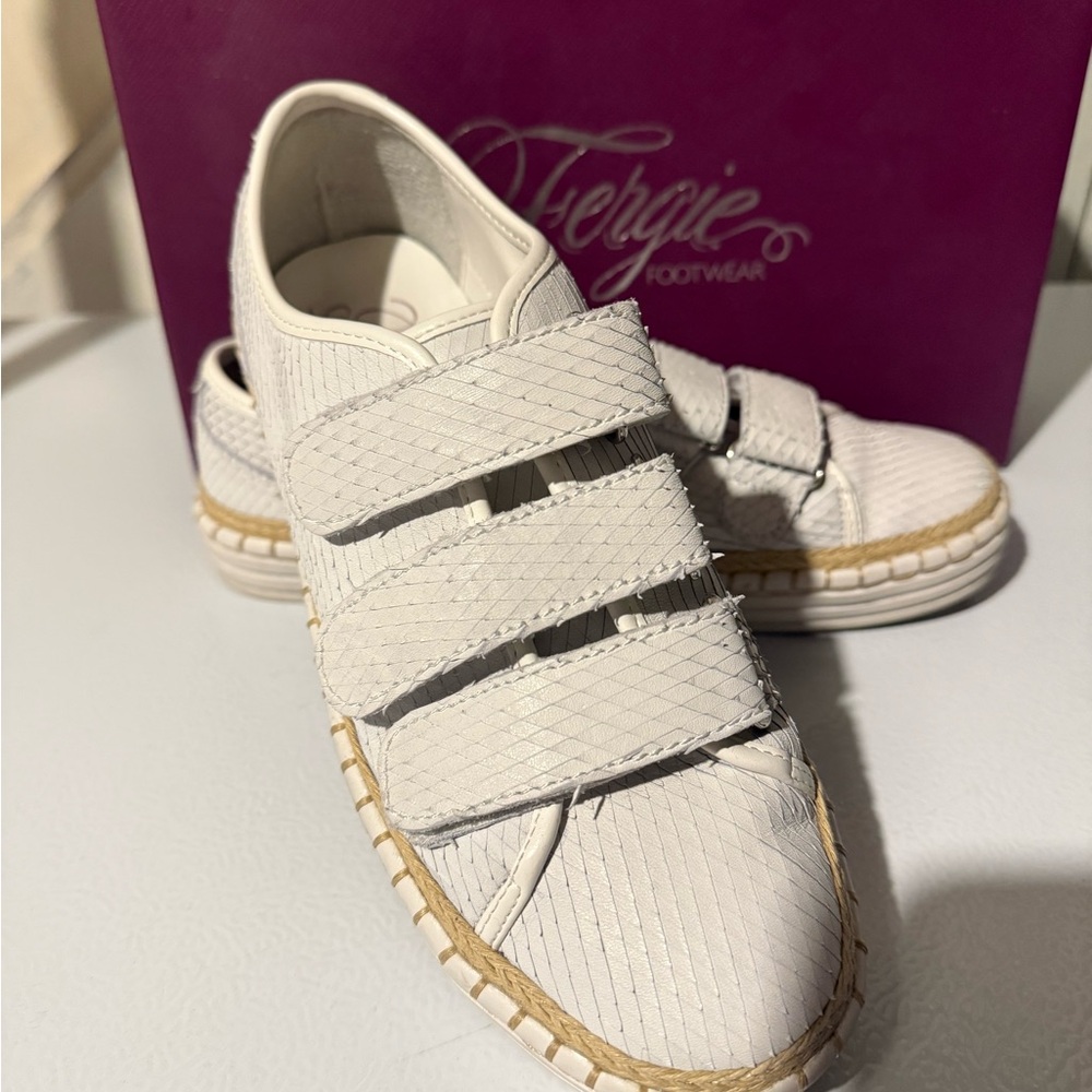 Fergie White Textured Sneakers